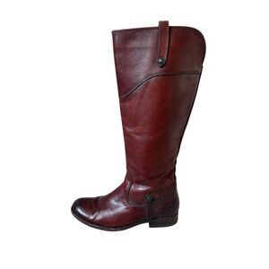 Frye Melissa Tab Leather Riding Boots Extended calf 6.5 Zip Redwood Tall
